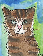ACEO Original watercolour pen and Ink SUSAN THE CAT