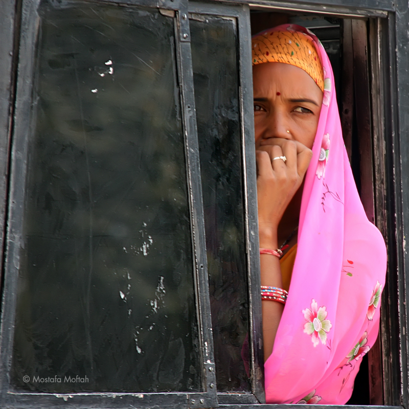 Looking Out Bus Window - Jaipur, India