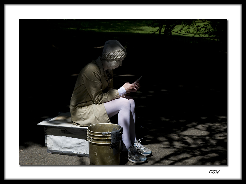 Mime -  texting in Central Park, NYC