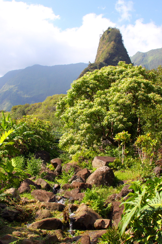 River, Bridge and the Iao Needle, Maui, Hawaii, USA