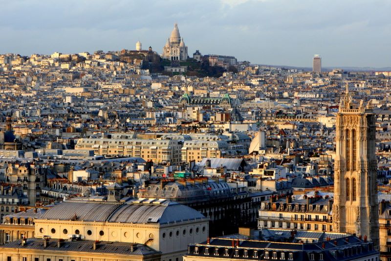 View of the Sacred Heart from Notre Dame, Paris, France