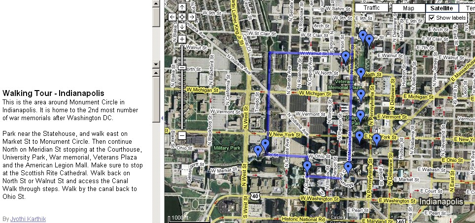 Indianapolis Walking Tour map,Indianapolis