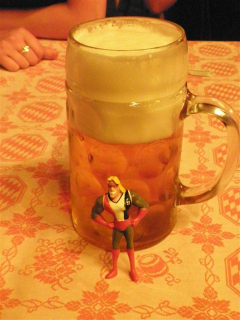 Having a beer in Munich at a beerhall