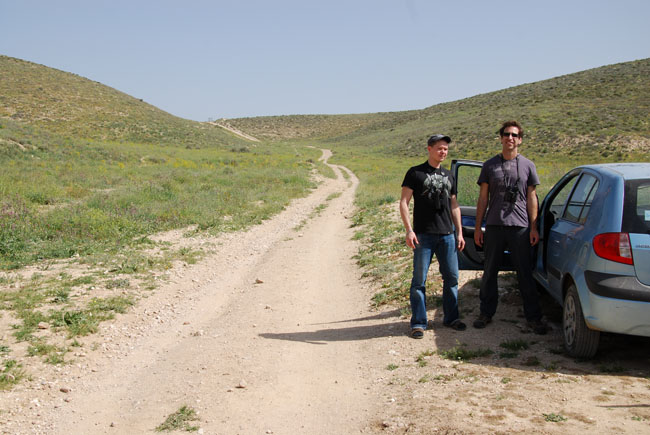 Me David and Barak Granit at the sight of Long-billed pipit
