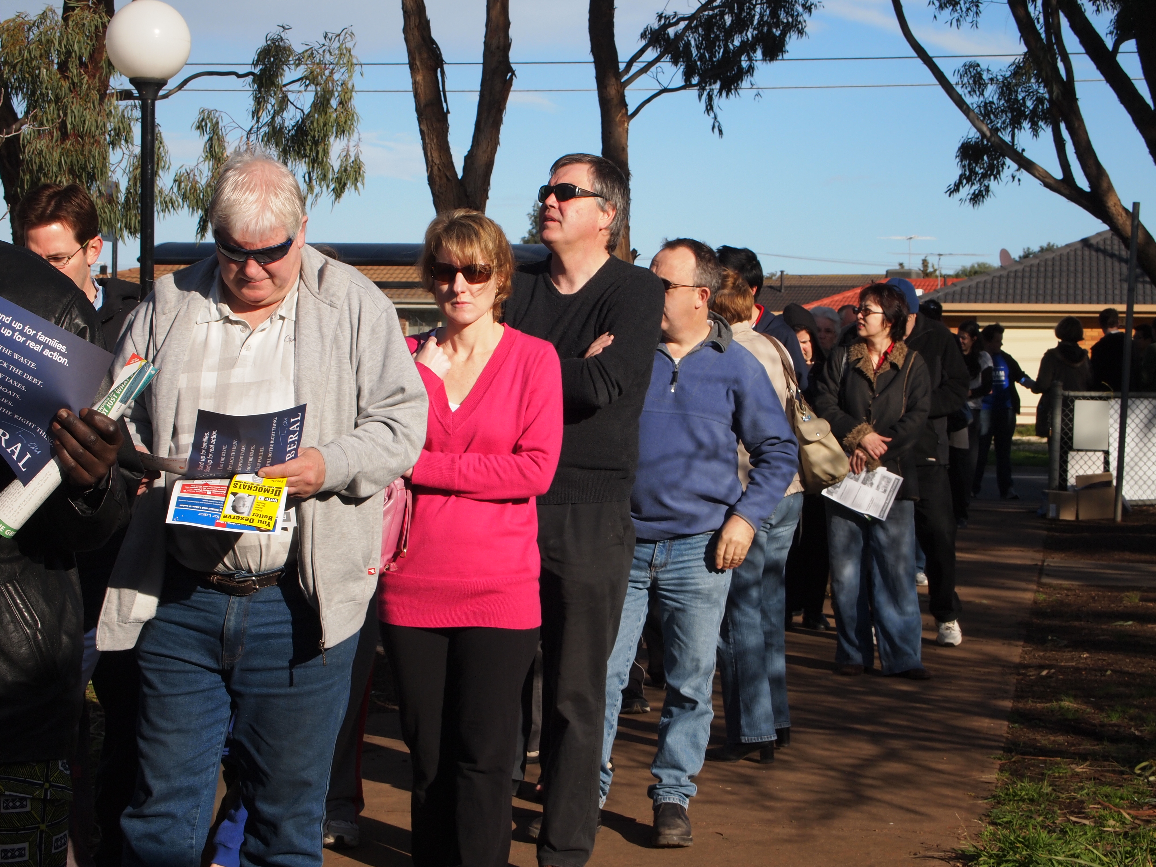 Waiting to vote.
