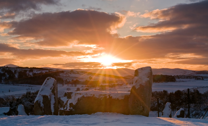 Tomnavarie Recumbent Stone Circle at Sunset