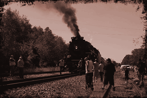 Nickel Plate Road engine, sepia cinemagraph 