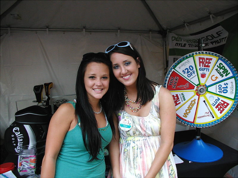 Girls Working Booth Main Street