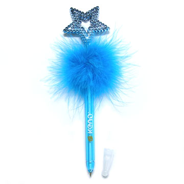 Feather Fluffy Ballpoint Pen with the Star Topper