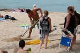 Installing a beach umbrella
