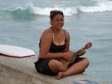 Playing a ukelele