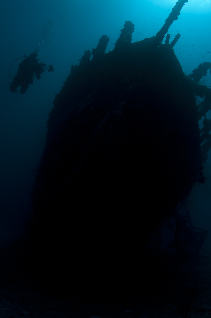 Diver on the wreck of the Fearless
