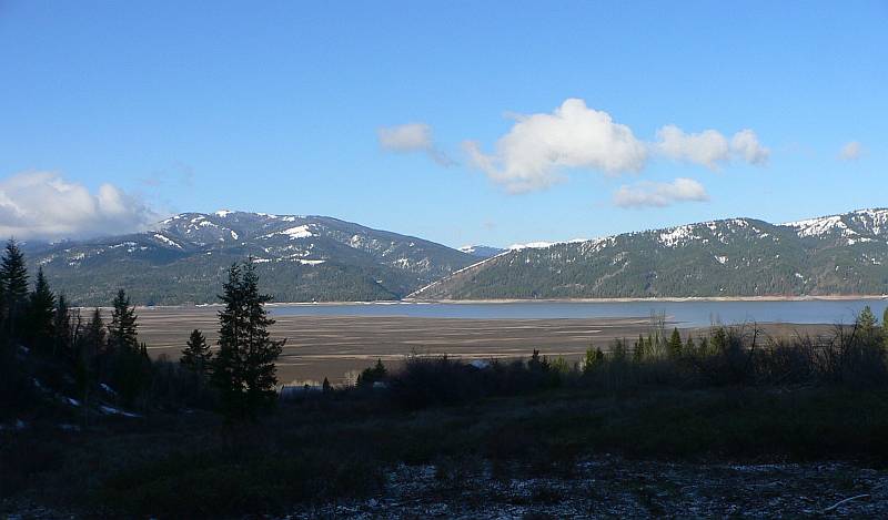 View from fire site snow in foreground