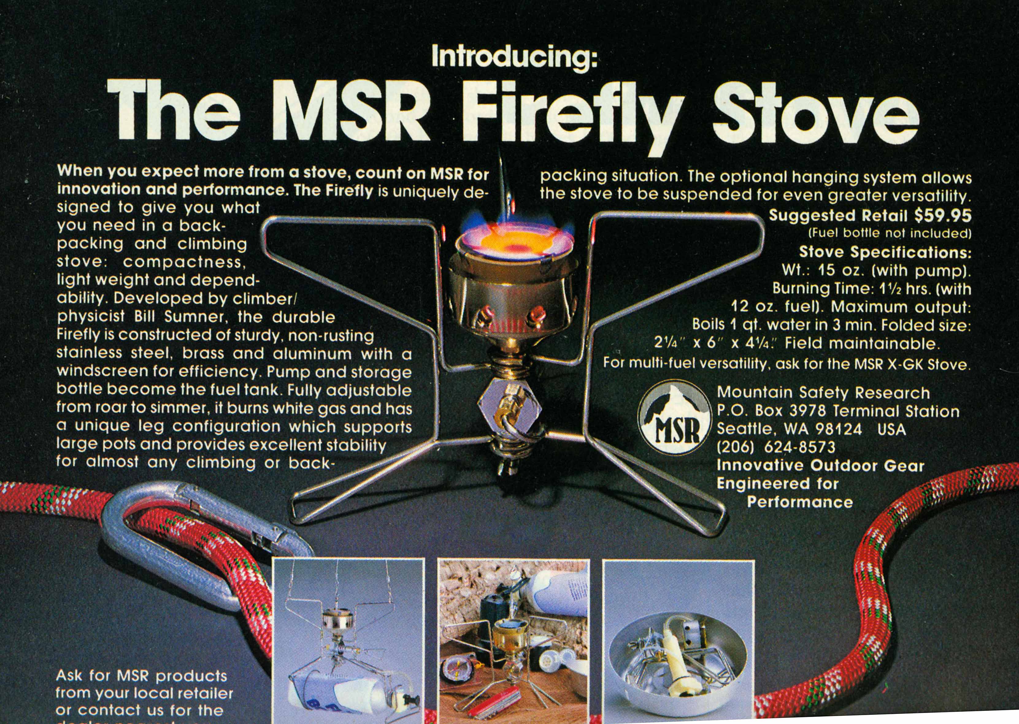 Advertisement From May 1983  Backpacker  On MSR Firefly