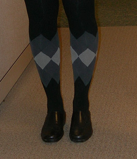 argyle tights with black shoes