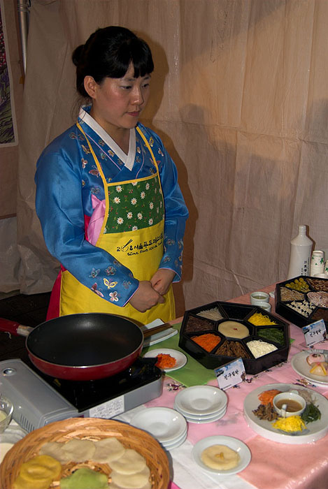 Rice cakes set out at a food festival in Seoul