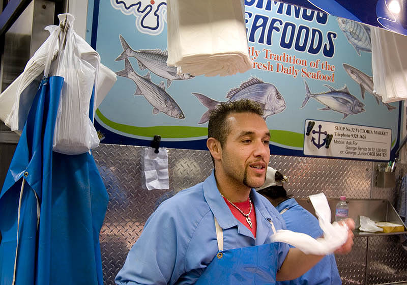 Fishmonger at work
