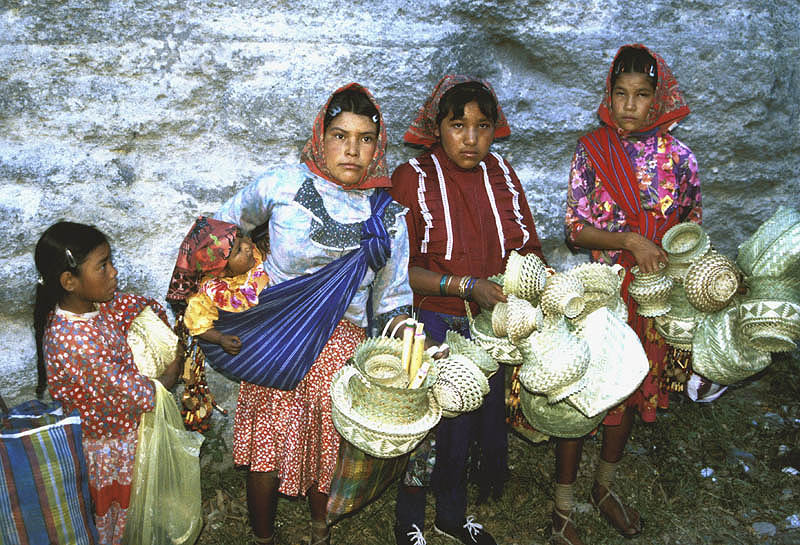 Tarahumara vendors in a railway cutting