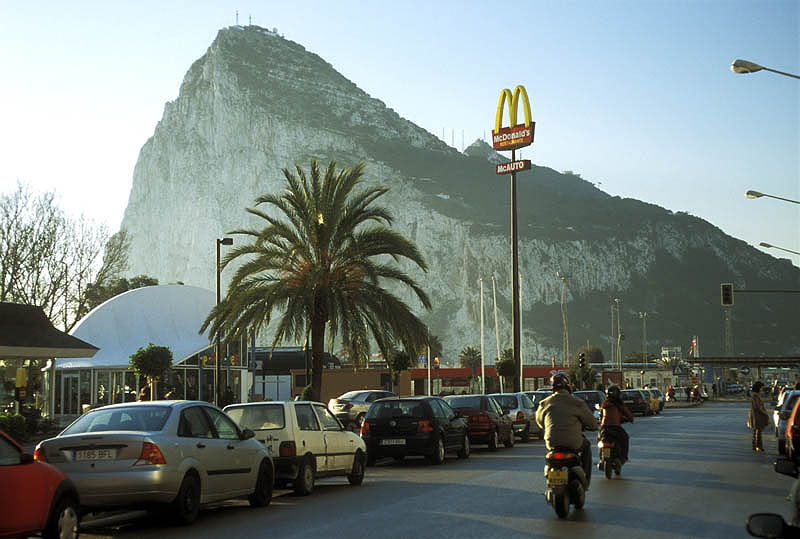 La Linea, Spain, approaching the Gibraltar border.