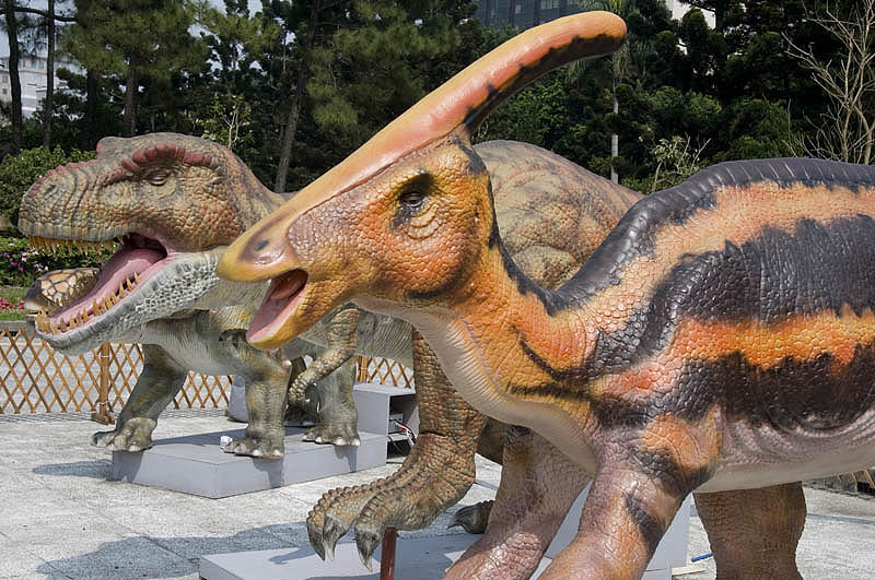 Dinosaurs replicated in a park