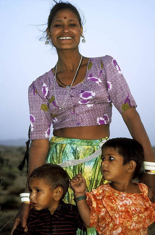 Rural woman and family, Rajasthan