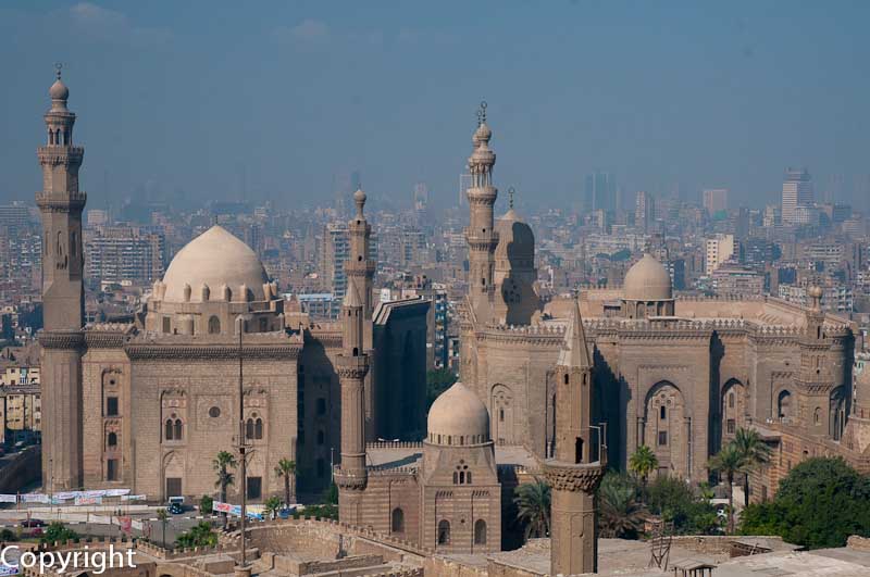 Twin mosques of Sultan Hassan and Ar Rifai, seen from the Citadel