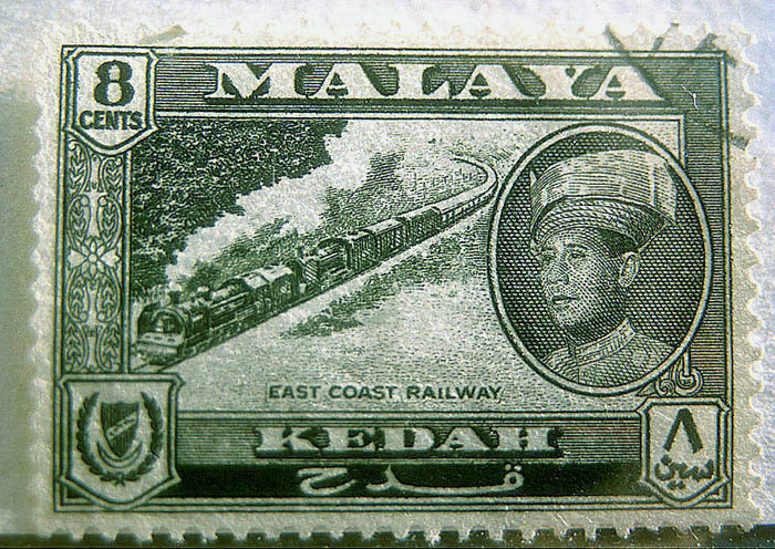 The railway depicted on a stamp, many years ago