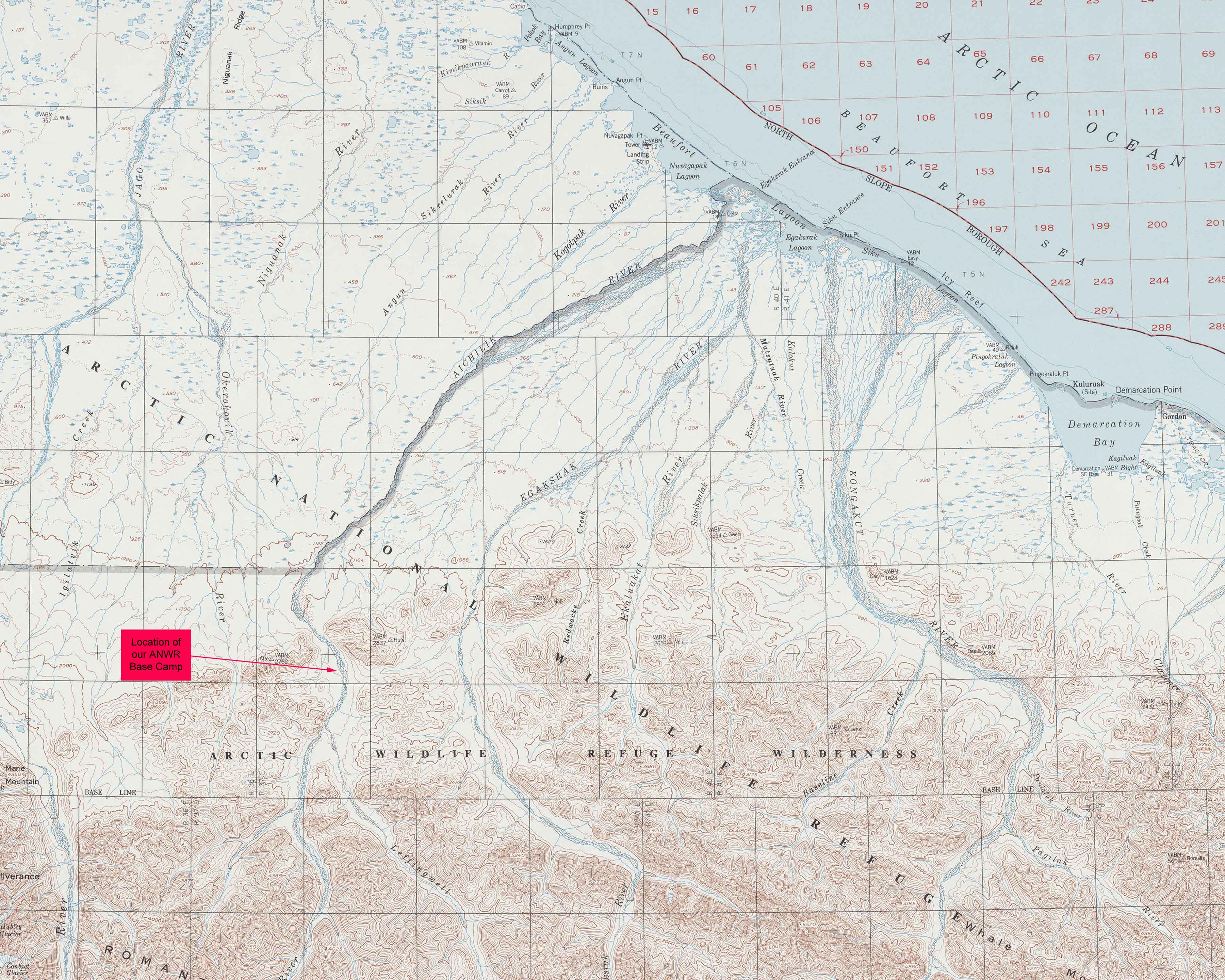 Base Camp Location Along The Aichilik River In ANWR