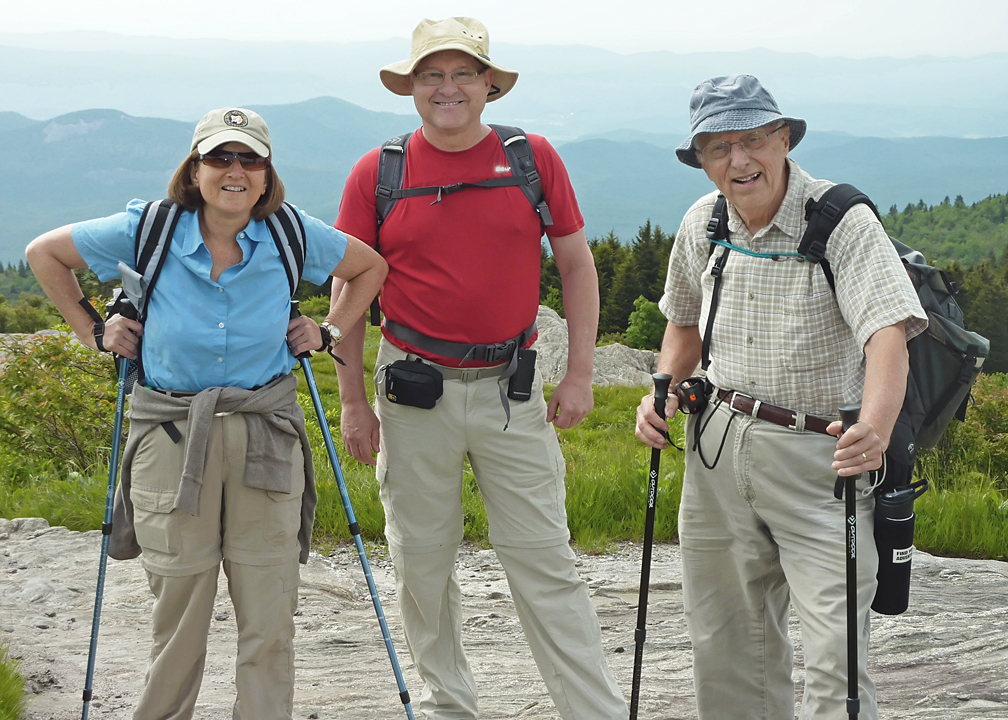 THREE MEMBERS OF OUR NEIGHBORHOOD HIKING CLUB, KNOWN AS THE HELLS GEEZERS