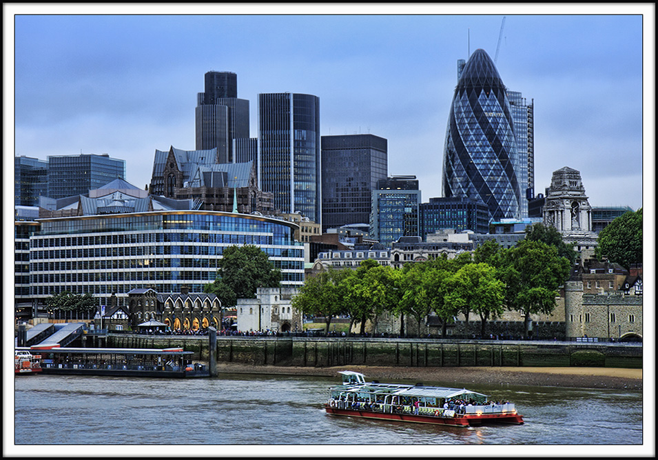 A View Along the Thames at Dusk