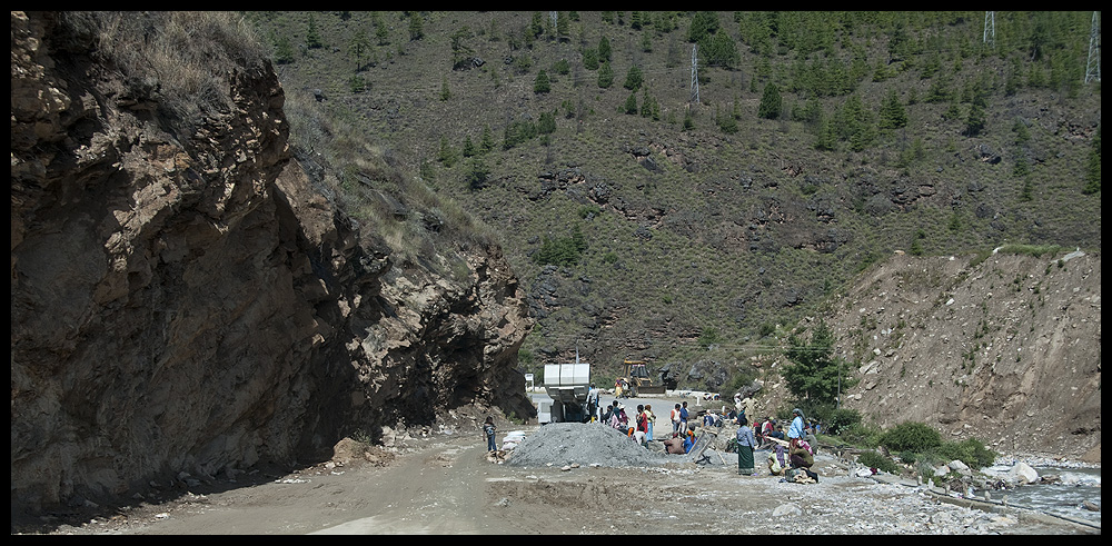 Road works on the road to Paro