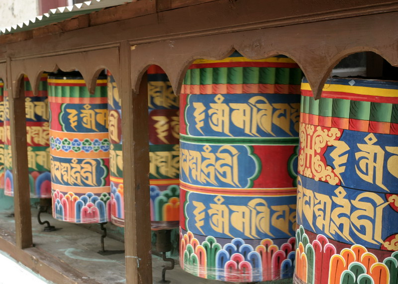 Prayer wheels along the trail.