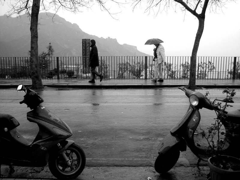 scooters  in rain