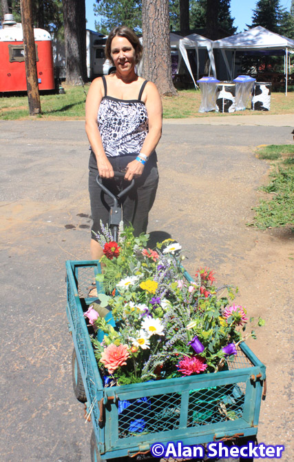 Delivering flowers throughout the festival grounds