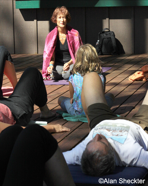 Paula leads yoga workshop