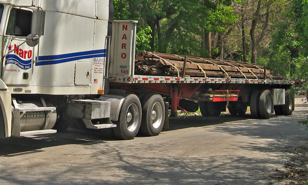 Another truckload of rails removed.  They will be reused elsewhere.