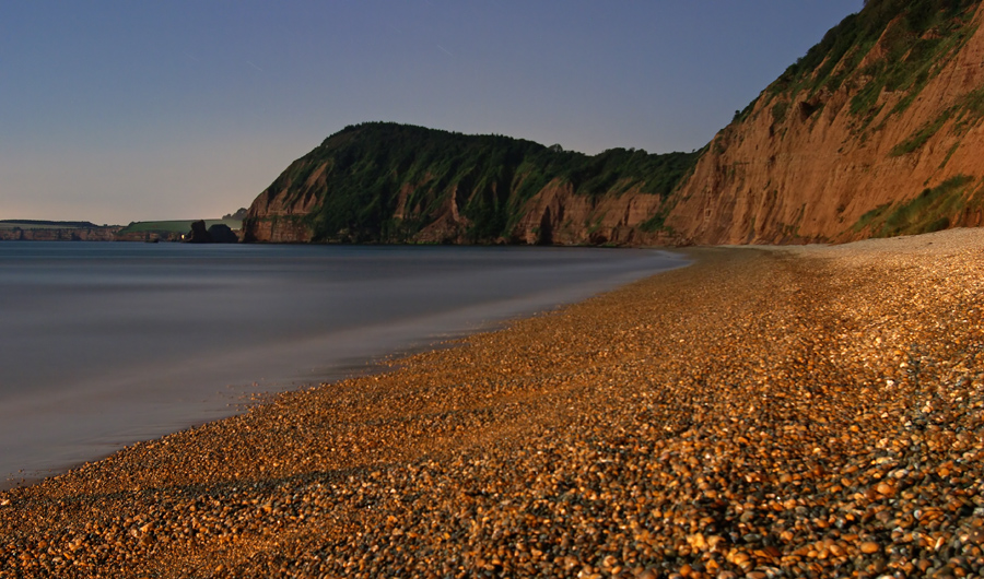 Sidmouth lit by moonlight (3min exposure)