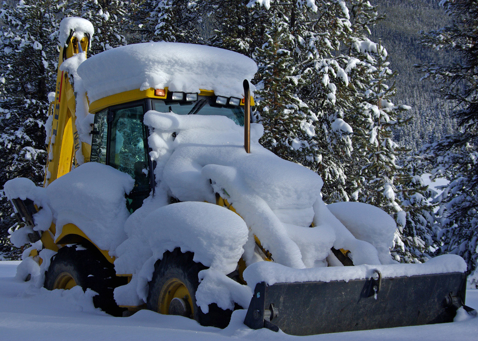 JCB in deep snow