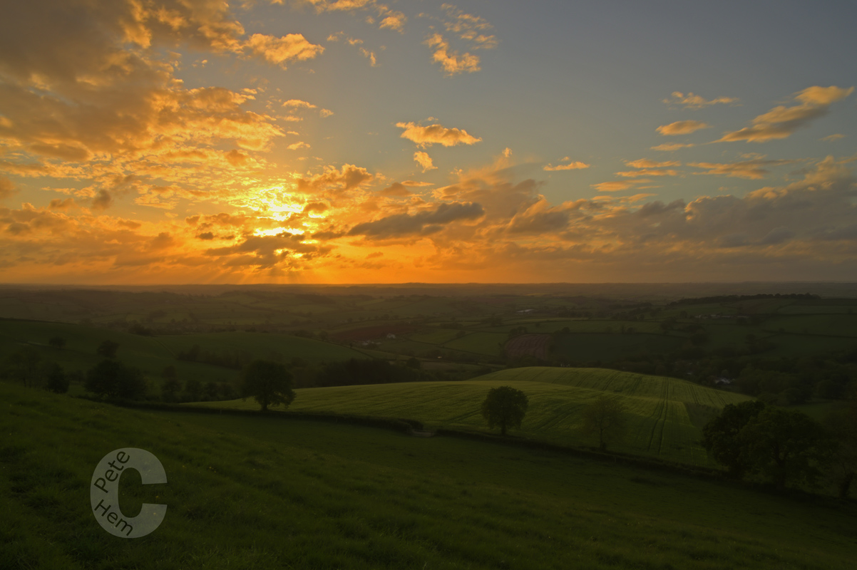 Raddon Hill and sunset