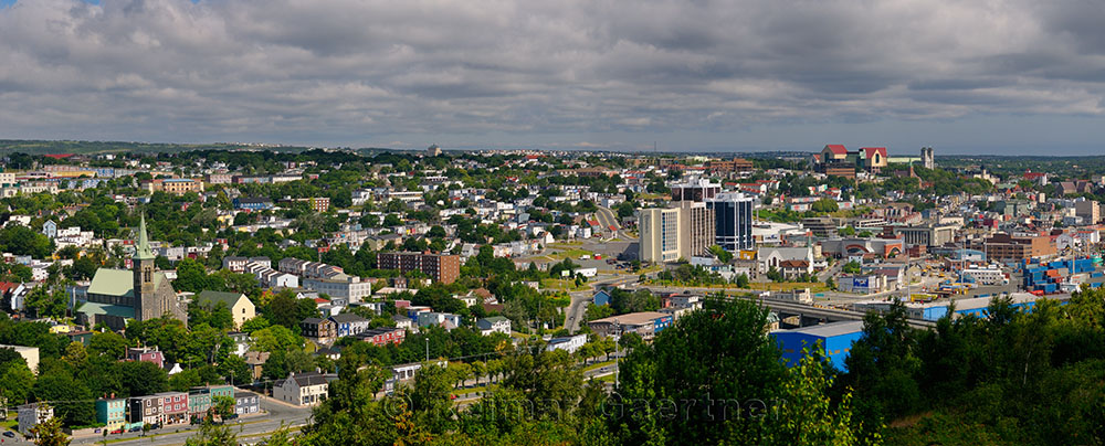 Panorama of downtown St. John`s buildings in Newfoundland Canada
