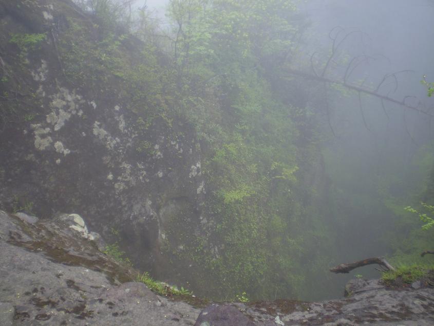 Looking down from a cliff.