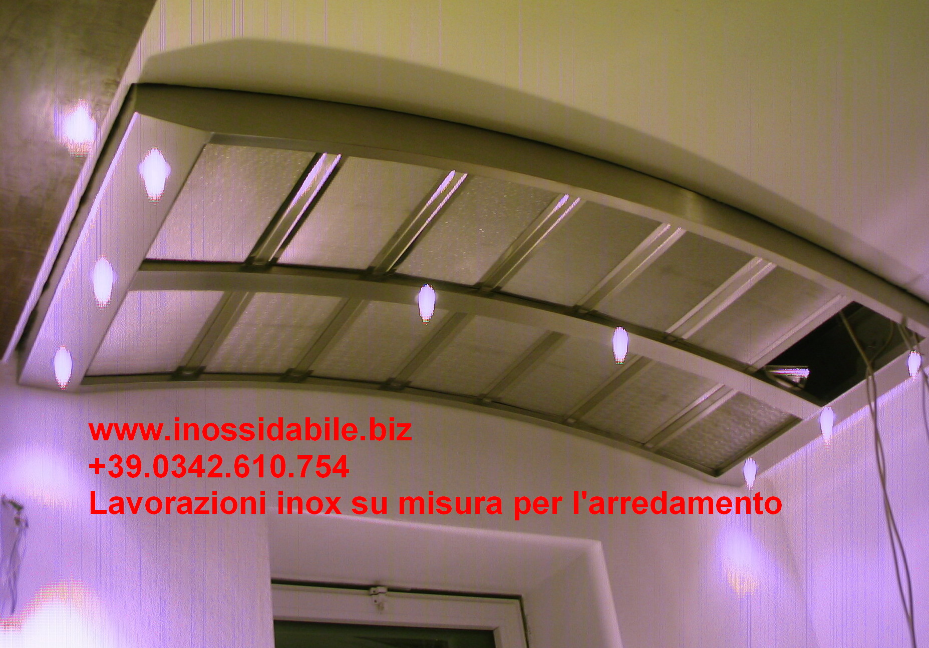 cappa in acciaio inox curva sagomata su misura