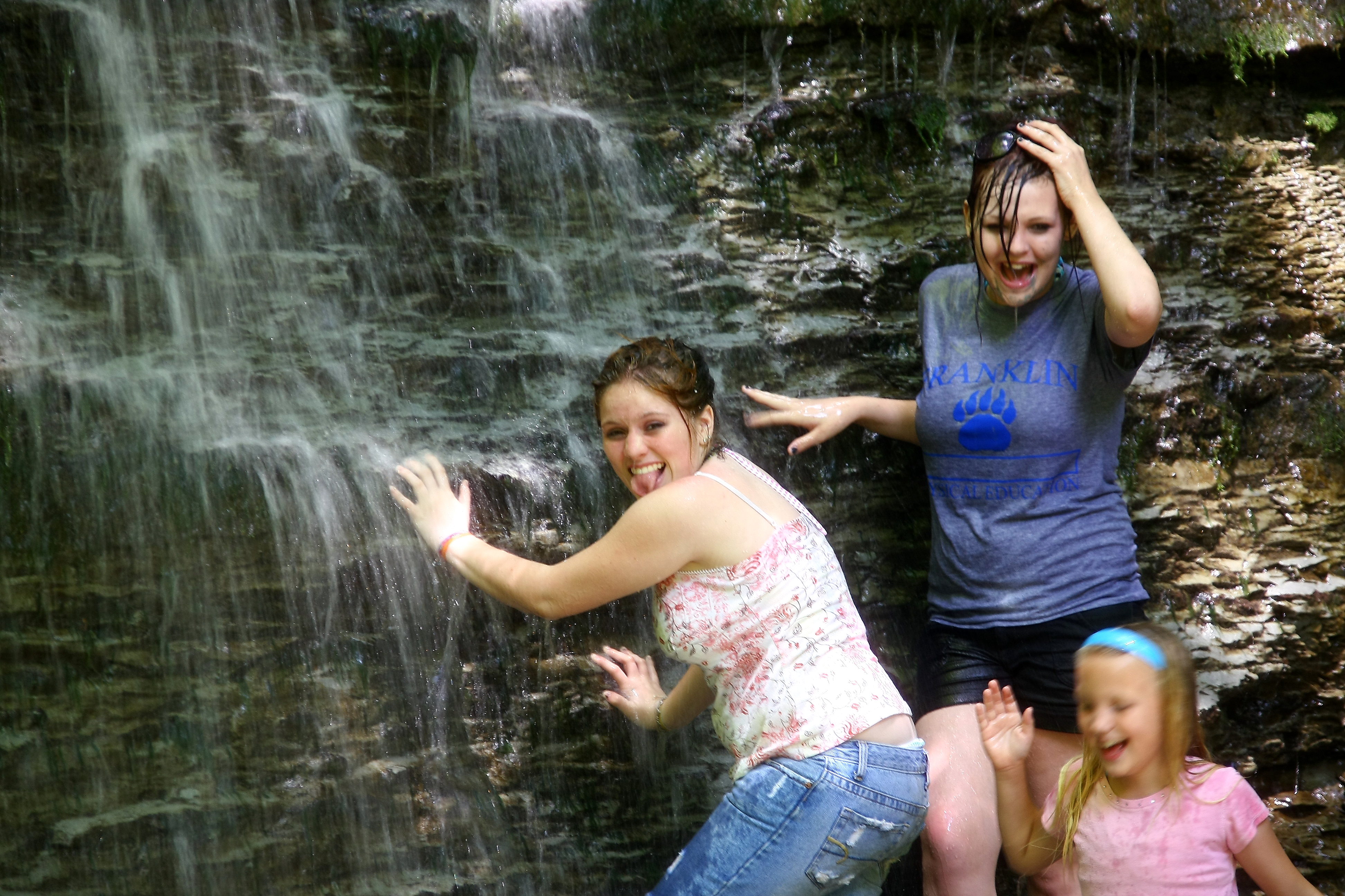 girls playing in falls