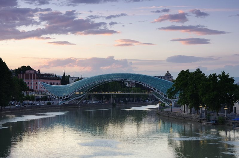 Tbilisi, Mtkvari river and Peace bridge