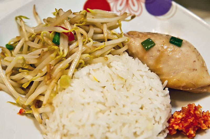 Chicken Rice & Fried Bean Sprout
