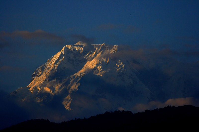 Annapurnas in the light of setting sun