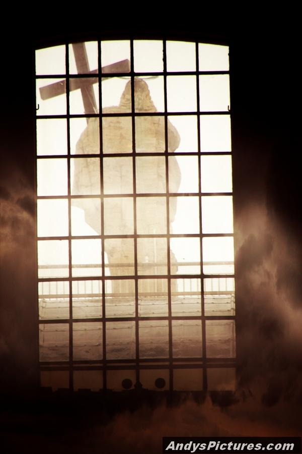 Jesus sculpture - looking out from inside St. Peters Basilica