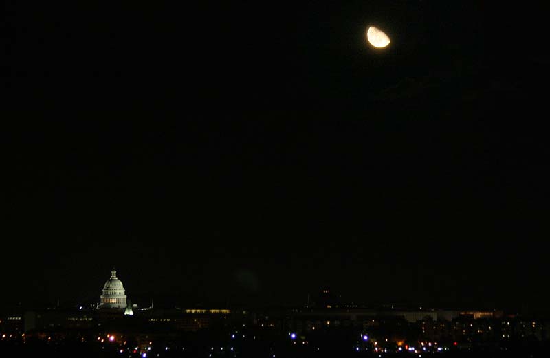 Moon Rise over the U.S. Capitol Building