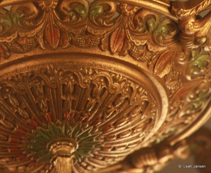 Golden chandelier exquisite detail