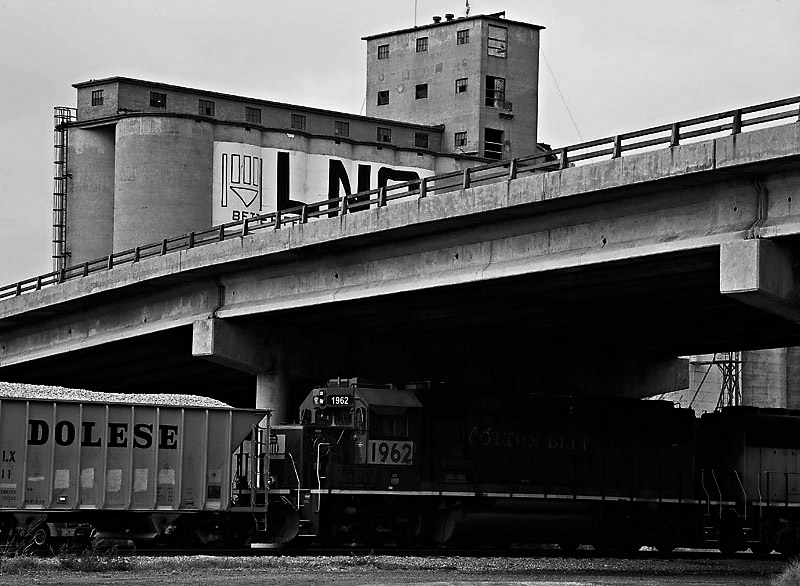 Concrete Silo and Bridge - B&W